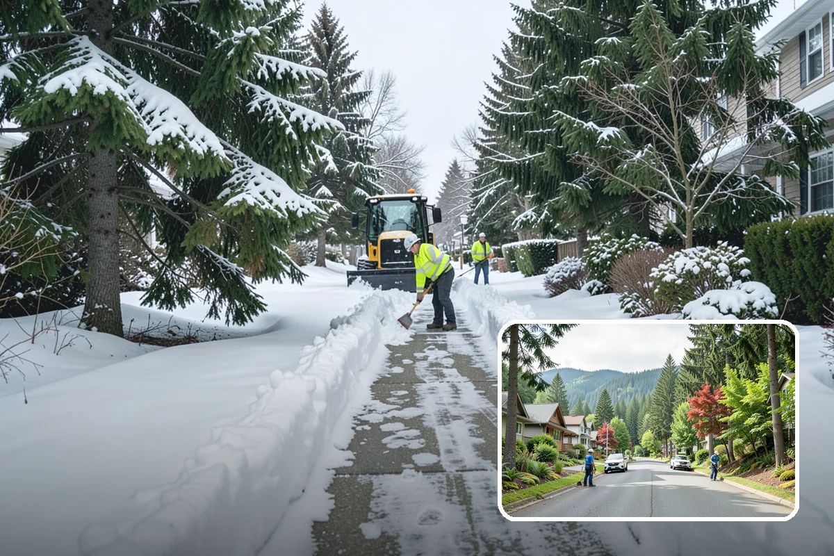 Commercial Stair Clearing in Darrington, Snohomish County, WA - Hand-cleared treads and landings on every run