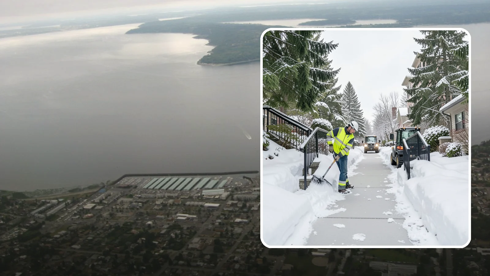 Commercial Stair Clearing in Des Moines, King County, WA - Keep exterior stairs and landings on your commercial property safe and slip-free through Western Washington ice events.