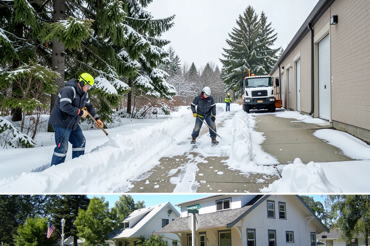 Commercial Stair Clearing in DuPont, Pierce County, WA - Exterior stairs require the most vigilant treatment during January freeze-thaw cycles when thin glaze forms and reforms overnight.