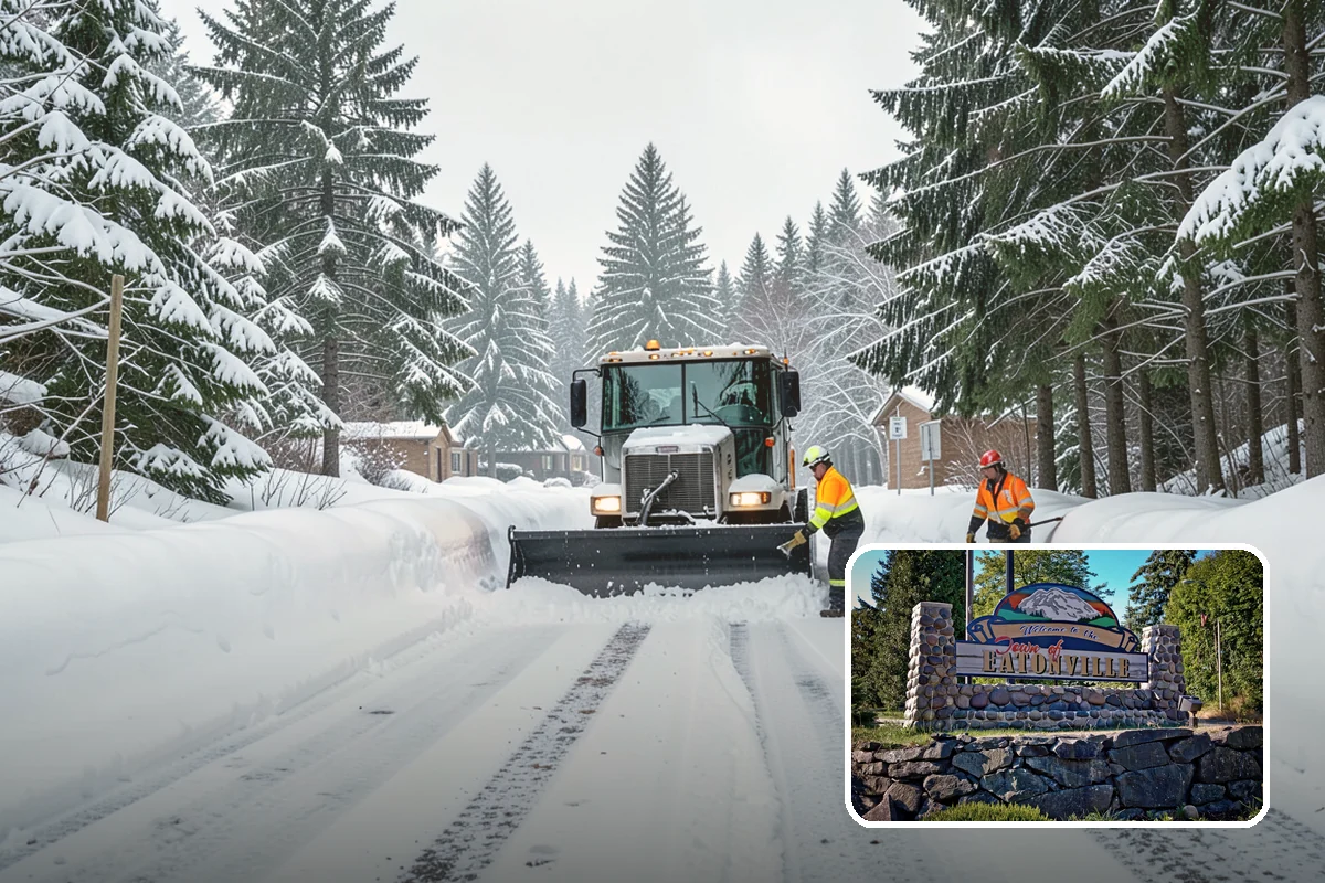 Commercial Stair Clearing in Eatonville, Pierce County, WA - Hand-cleared treads and landings on every run