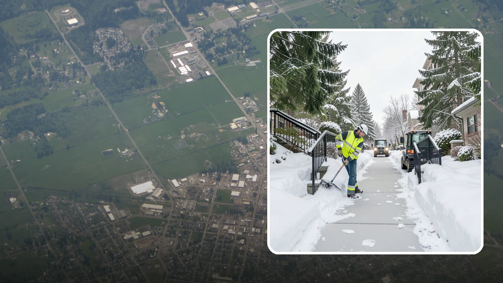 Commercial Stair Clearing in Enumclaw, King County, WA - Keep exterior stairs and landings on your commercial property safe and slip-free through Western Washington ice events.