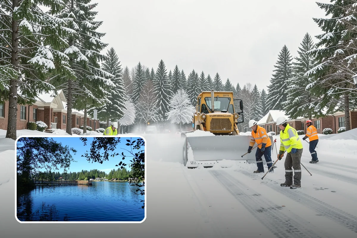 Commercial Stair Clearing in Federal Way, King County, WA - Hand-cleared treads and landings on every run