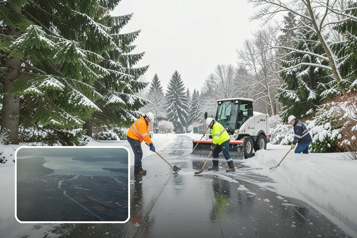Commercial Stair Clearing in Fife, Pierce County, WA - Hand-cleared treads and landings on every run