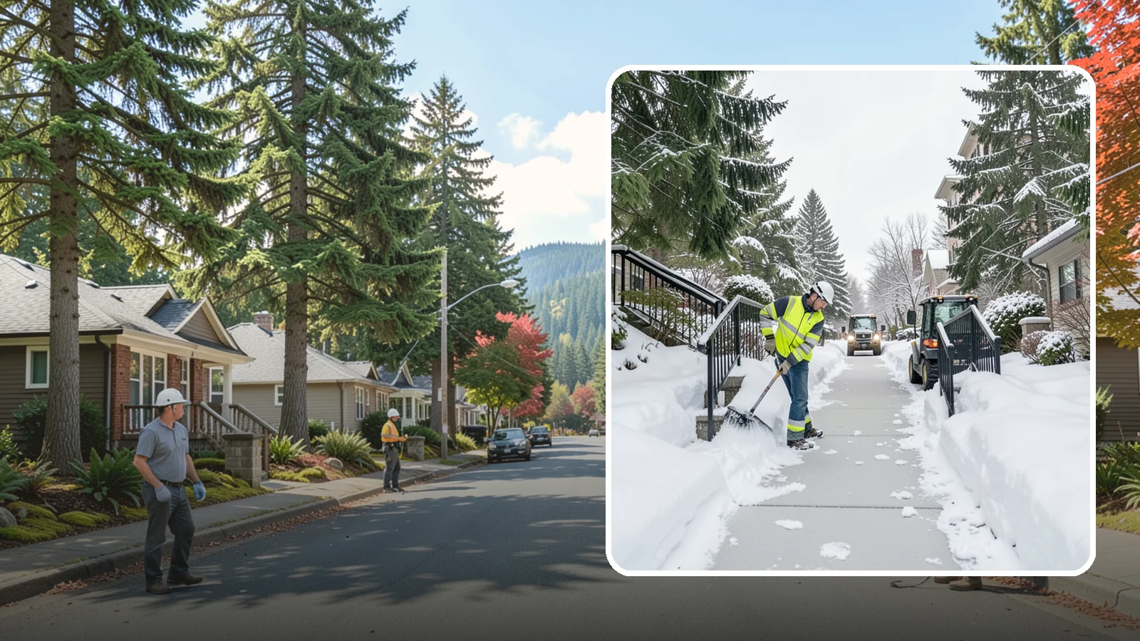 Commercial Stair Clearing in Hunts Point, King County, WA - Keep exterior stairs and landings on your commercial property safe and slip-free through Western Washington ice events.