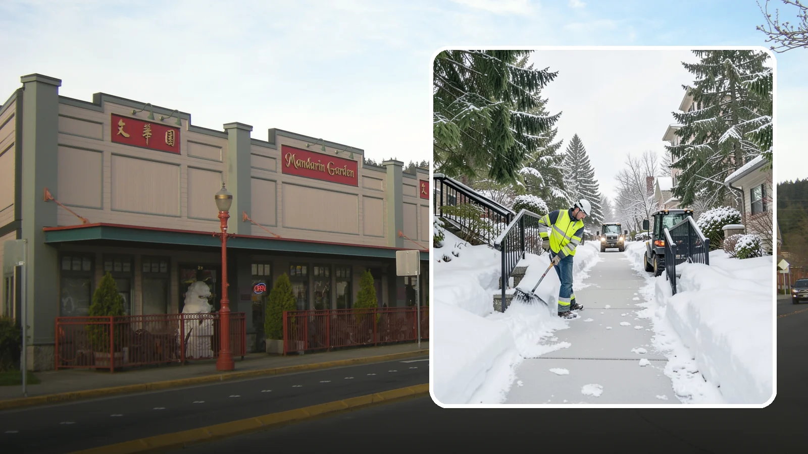 Commercial Stair Clearing in Issaquah, King County, WA - Keep exterior stairs and landings on your commercial property safe and slip-free through Western Washington ice events.