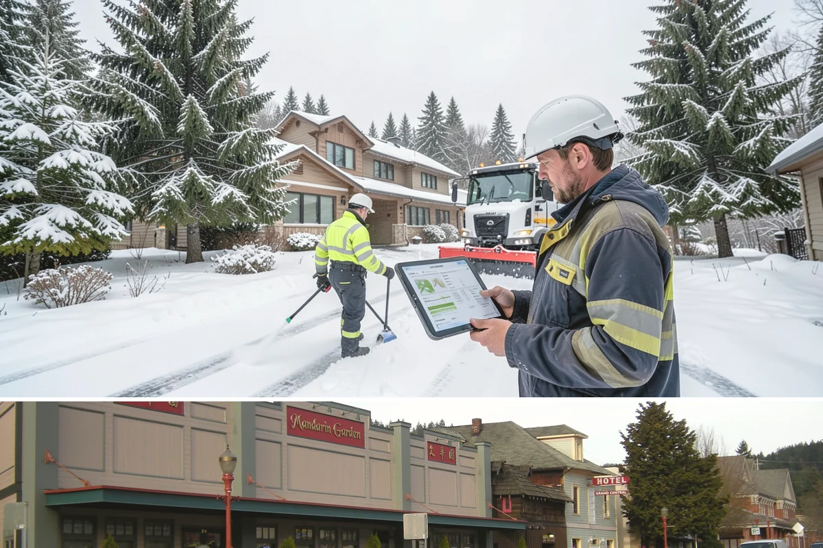 Commercial Stair Clearing in Issaquah, King County, WA - Exterior stairs require the most vigilant treatment during January freeze-thaw cycles when thin glaze forms and reforms overnight.