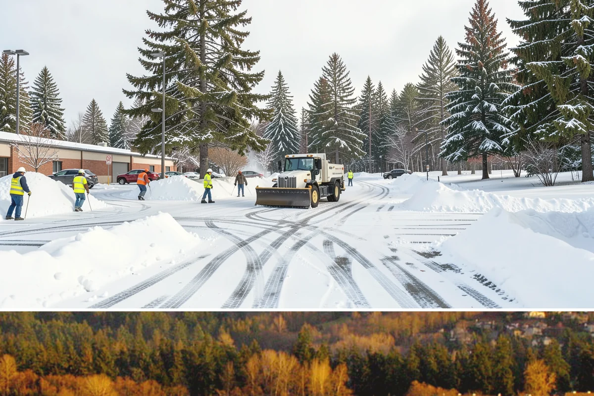 Commercial Stair Clearing in Kenmore, King County, WA - Exterior stairs require the most vigilant treatment during January freeze-thaw cycles when thin glaze forms and reforms overnight.