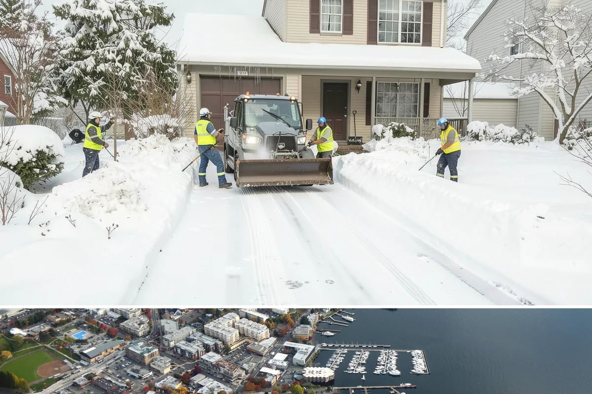 Commercial Stair Clearing in Kirkland, King County, WA - Exterior stairs require the most vigilant treatment during January freeze-thaw cycles when thin glaze forms and reforms overnight.