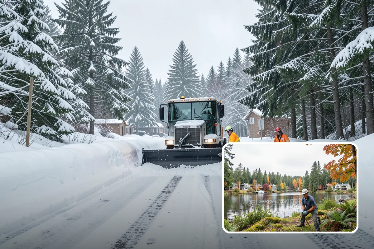 Commercial Stair Clearing in La Conner, Skagit County, WA - Hand-cleared treads and landings on every run