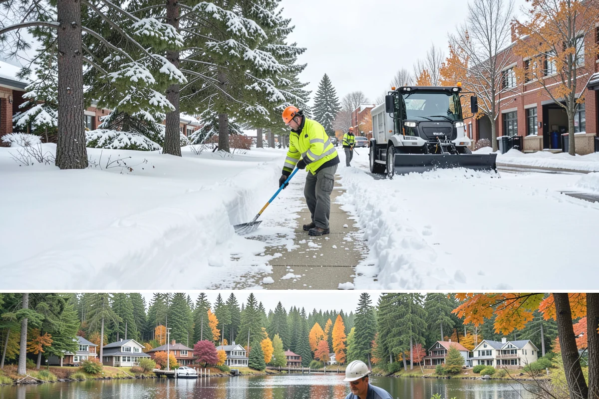Commercial Stair Clearing in La Conner, Skagit County, WA - Exterior stairs require the most vigilant treatment during January freeze-thaw cycles when thin glaze forms and reforms overnight.