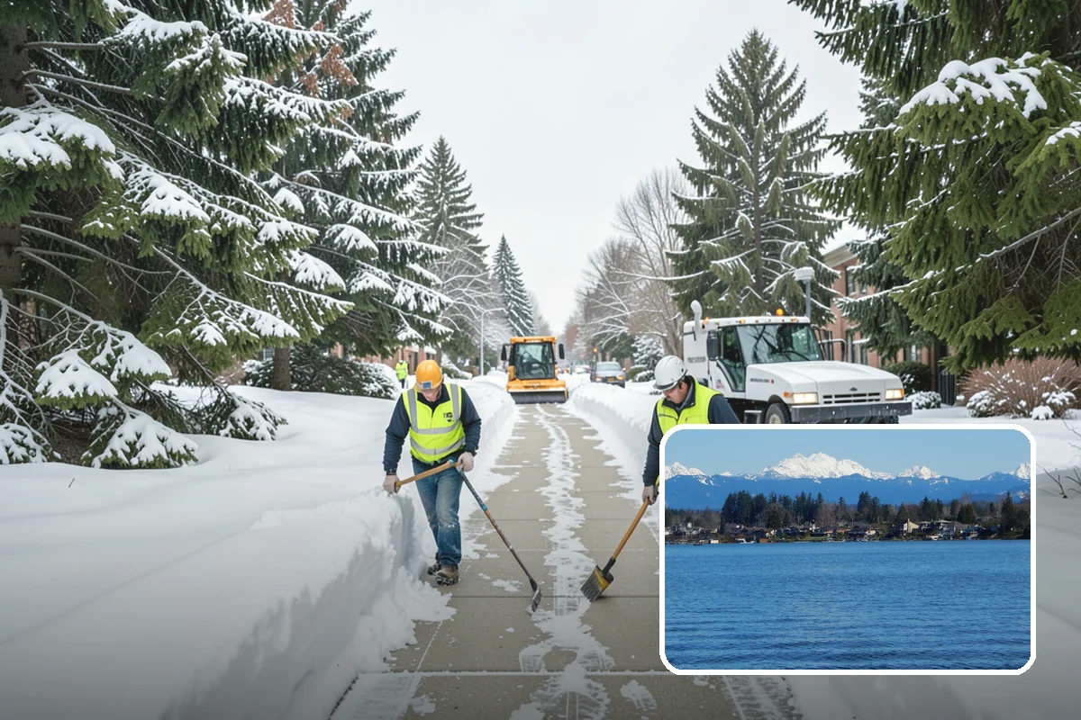 Commercial Stair Clearing in Lake Stevens, Snohomish County, WA - Hand-cleared treads and landings on every run