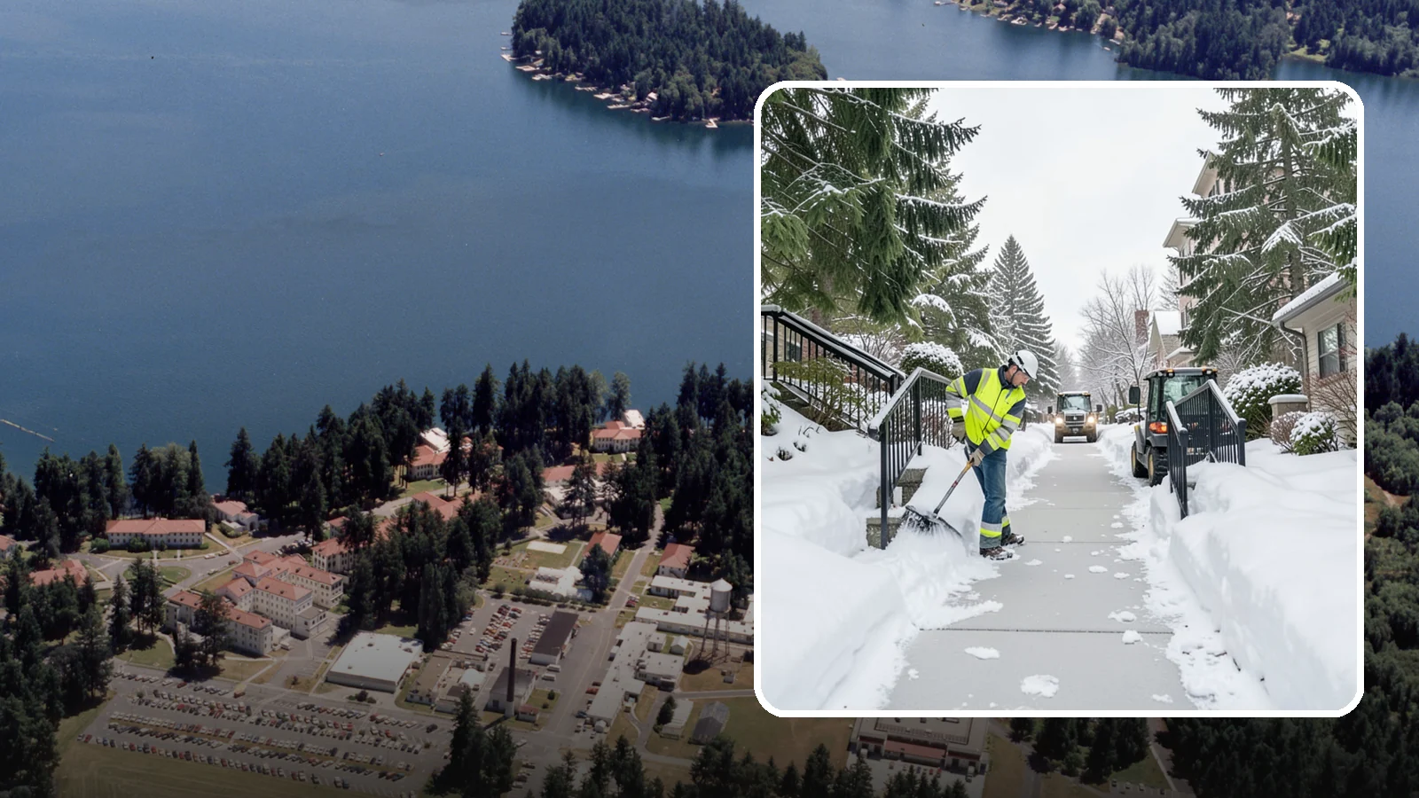 Commercial Stair Clearing in Lakewood, Pierce County, WA - Keep exterior stairs and landings on your commercial property safe and slip-free through Western Washington ice events.