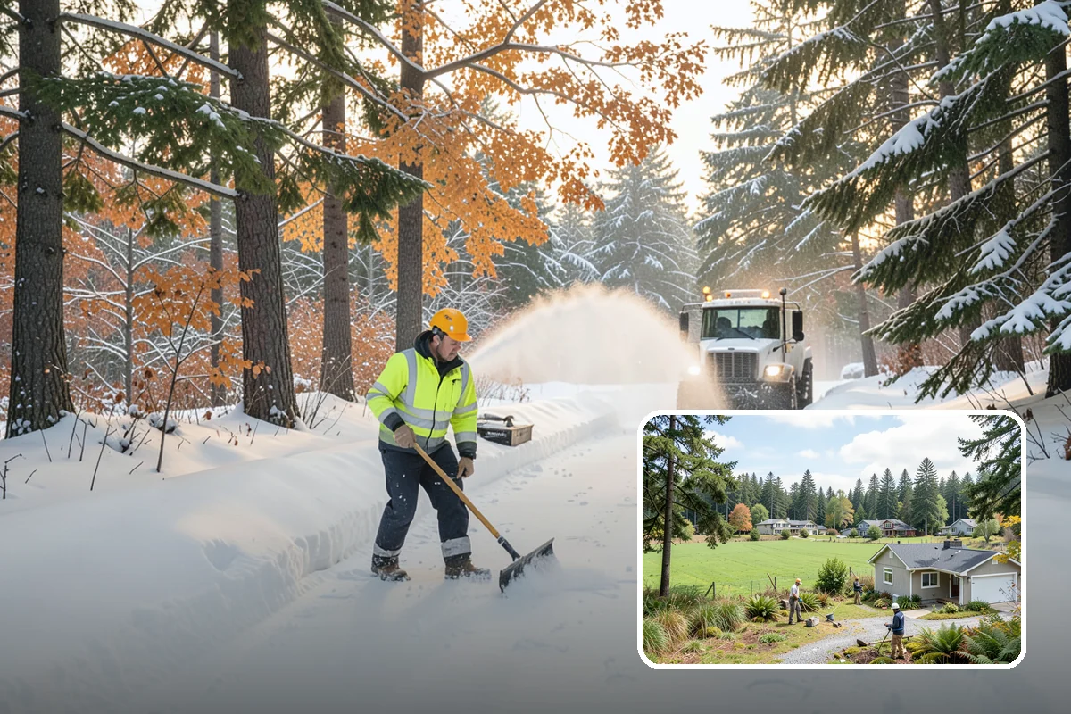 Commercial Stair Clearing in Lyman, Skagit County, WA - Hand-cleared treads and landings on every run