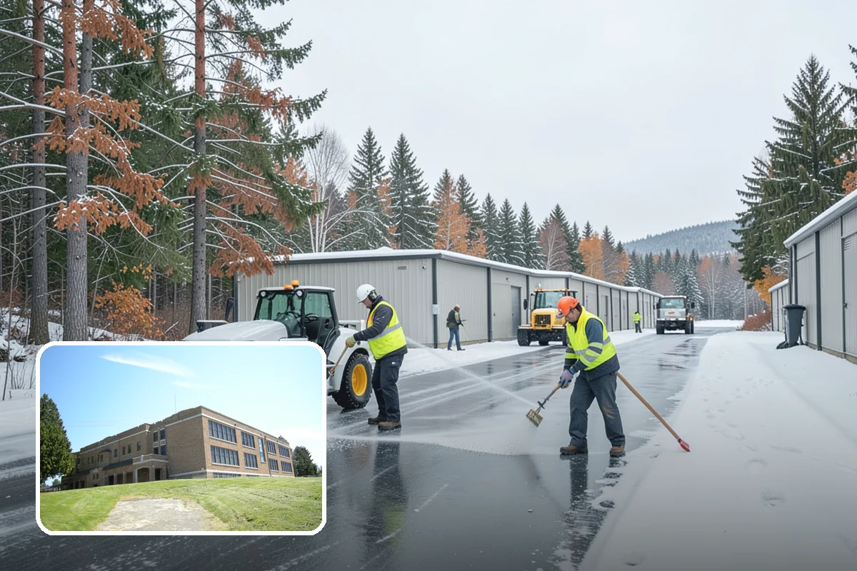 Commercial Stair Clearing in Maple Valley, King County, WA - Hand-cleared treads and landings on every run