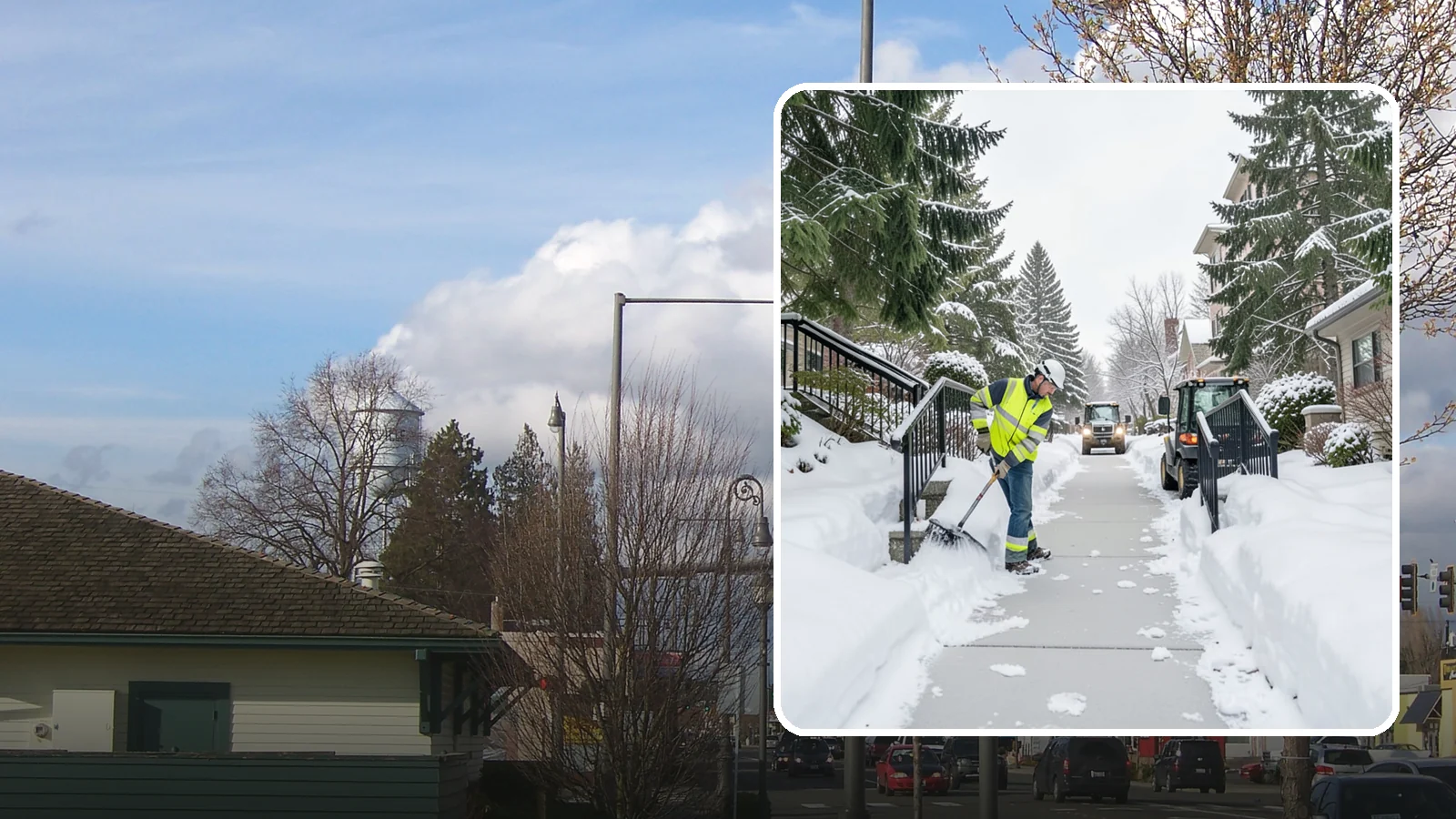 Commercial Stair Clearing in Marysville, Snohomish County, WA - Keep exterior stairs and landings on your commercial property safe and slip-free through Western Washington ice events.