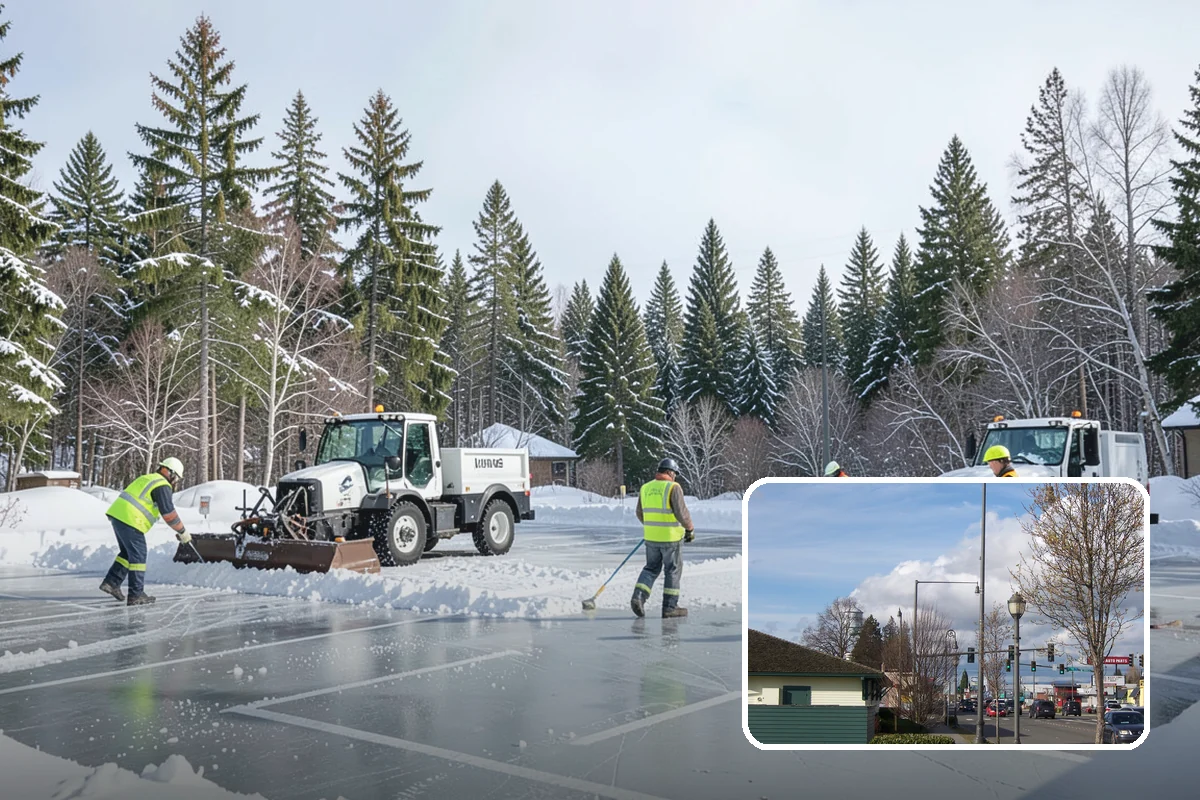 Commercial Stair Clearing in Marysville, Snohomish County, WA - Hand-cleared treads and landings on every run
