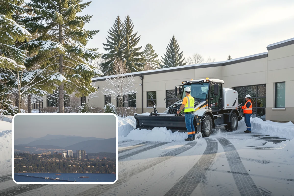 Commercial Stair Clearing in Medina, King County, WA - Hand-cleared treads and landings on every run