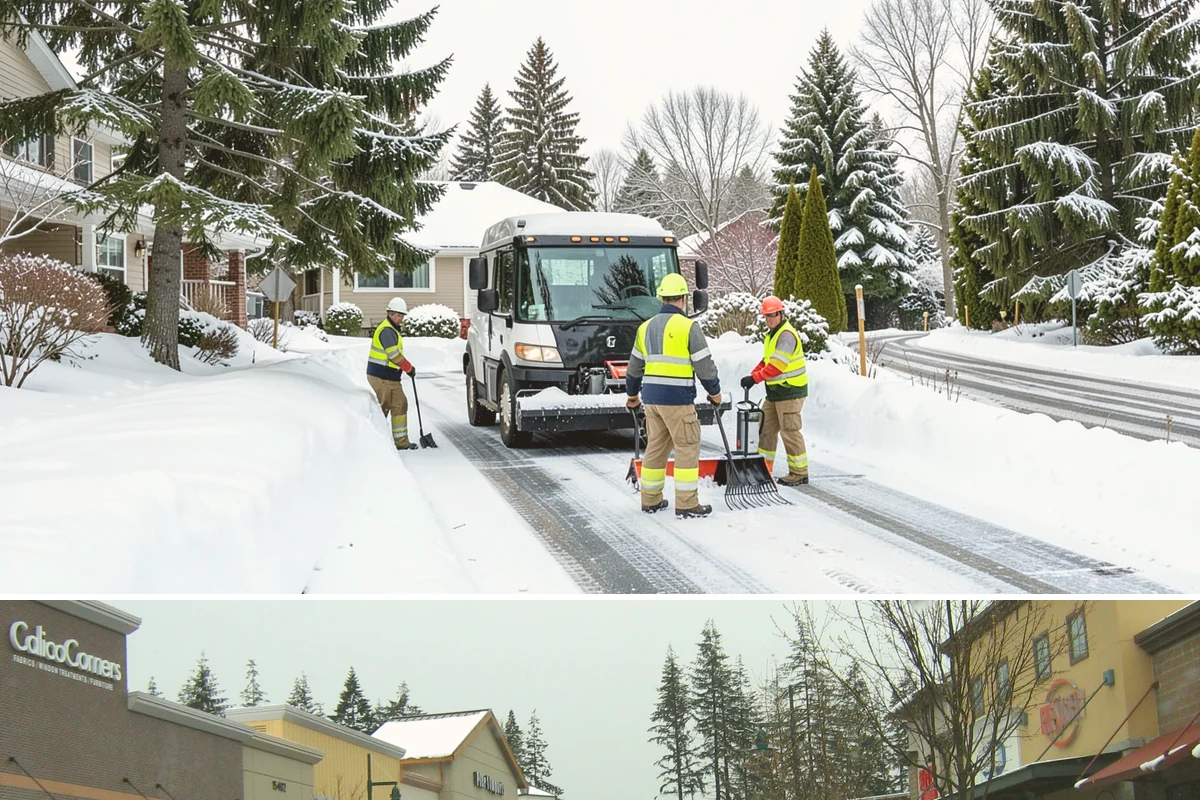 Commercial Stair Clearing in Mill Creek, Snohomish County, WA - Exterior stairs require the most vigilant treatment during January freeze-thaw cycles when thin glaze forms and reforms overnight.