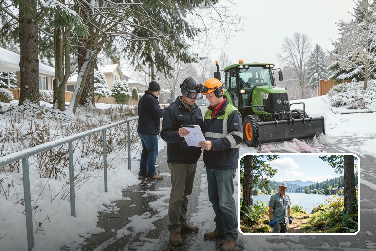 Commercial Stair Clearing in Milton, King County, WA - Hand-cleared treads and landings on every run