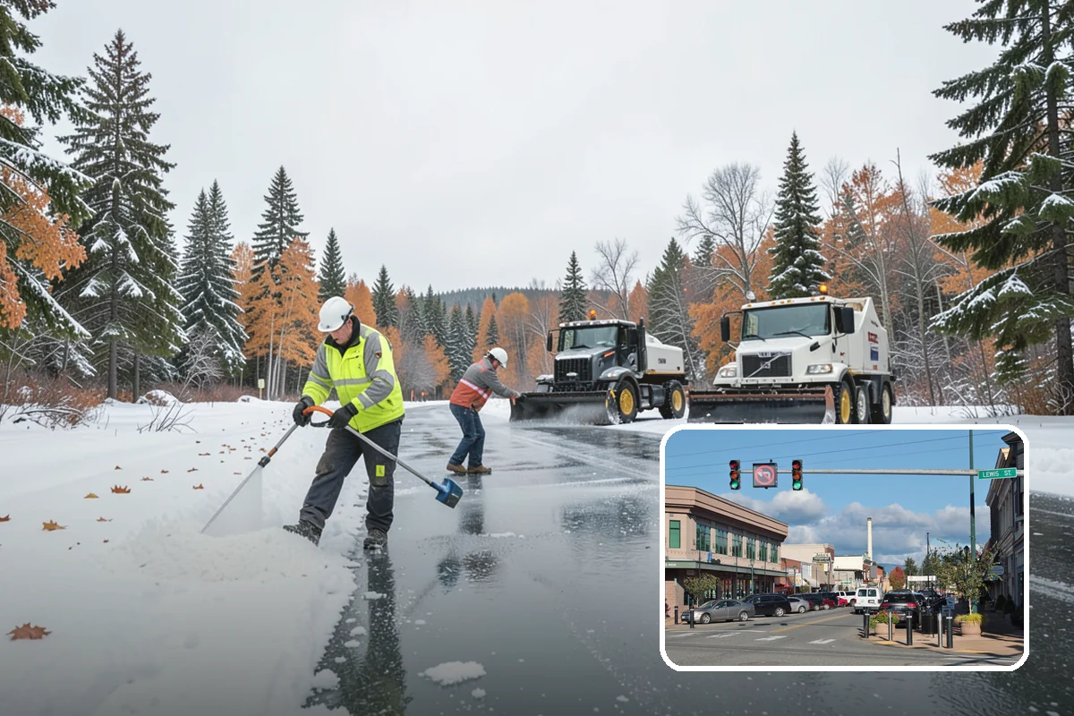 Commercial Stair Clearing in Monroe, Snohomish County, WA - Hand-cleared treads and landings on every run