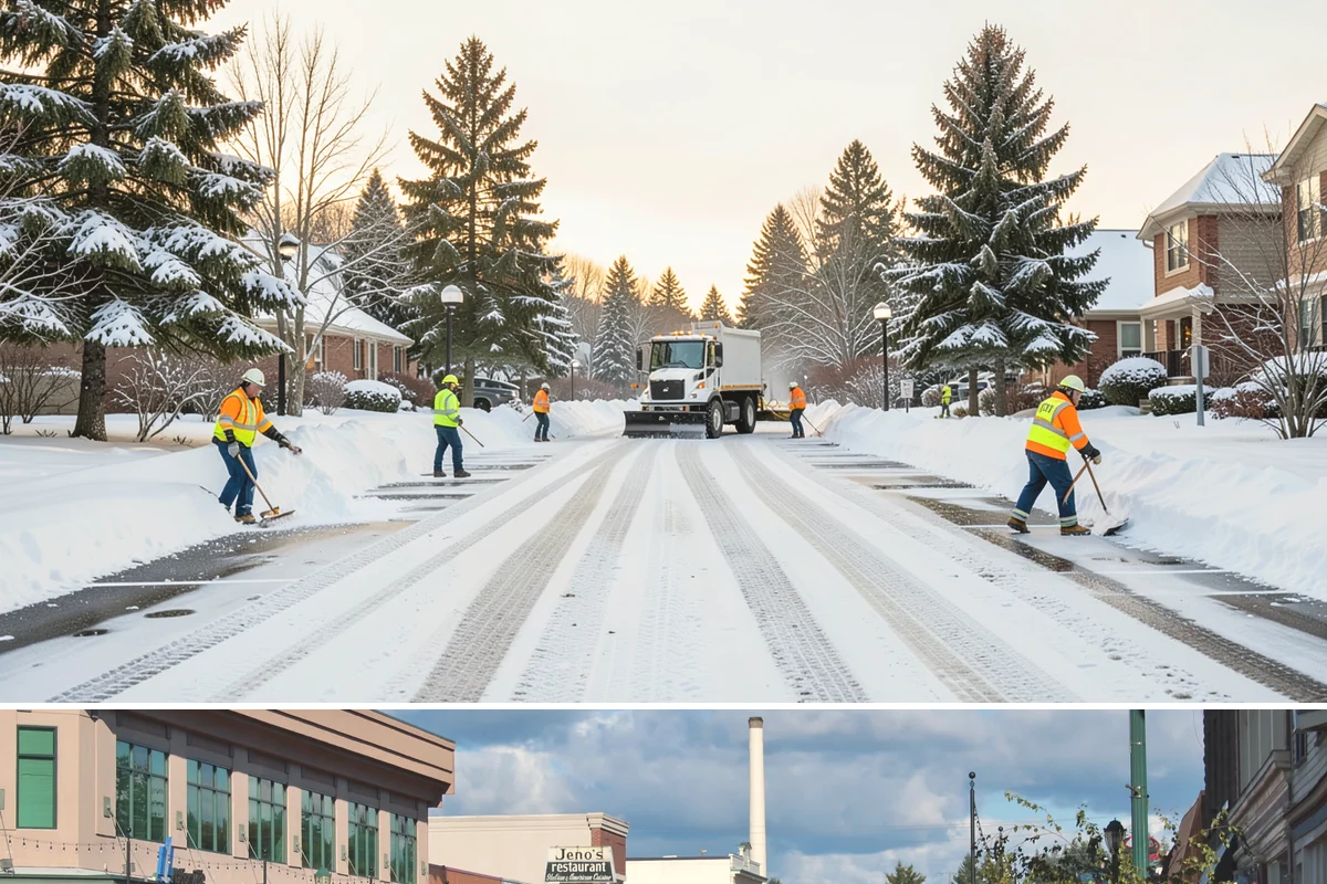 Commercial Stair Clearing in Monroe, Snohomish County, WA - Exterior stairs require the most vigilant treatment during January freeze-thaw cycles when thin glaze forms and reforms overnight.