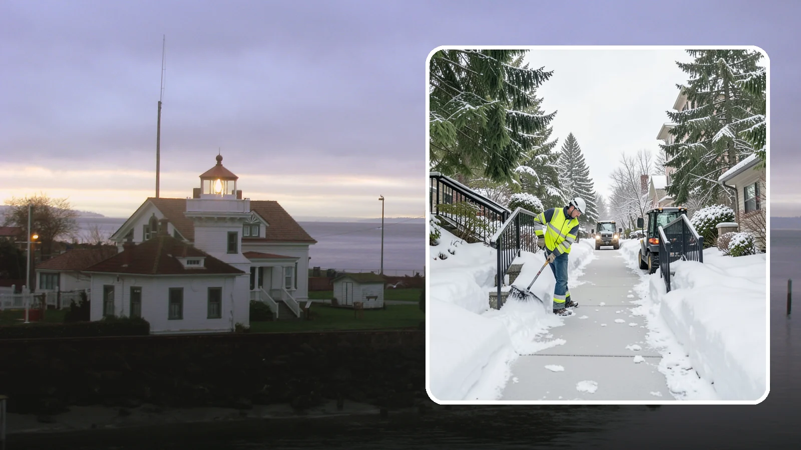 Commercial Stair Clearing in Mukilteo, Snohomish County, WA - Keep exterior stairs and landings on your commercial property safe and slip-free through Western Washington ice events.