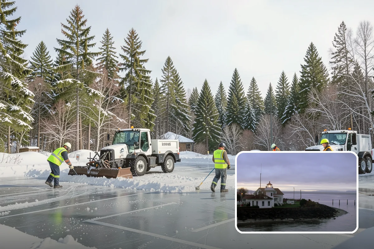 Commercial Stair Clearing in Mukilteo, Snohomish County, WA - Hand-cleared treads and landings on every run