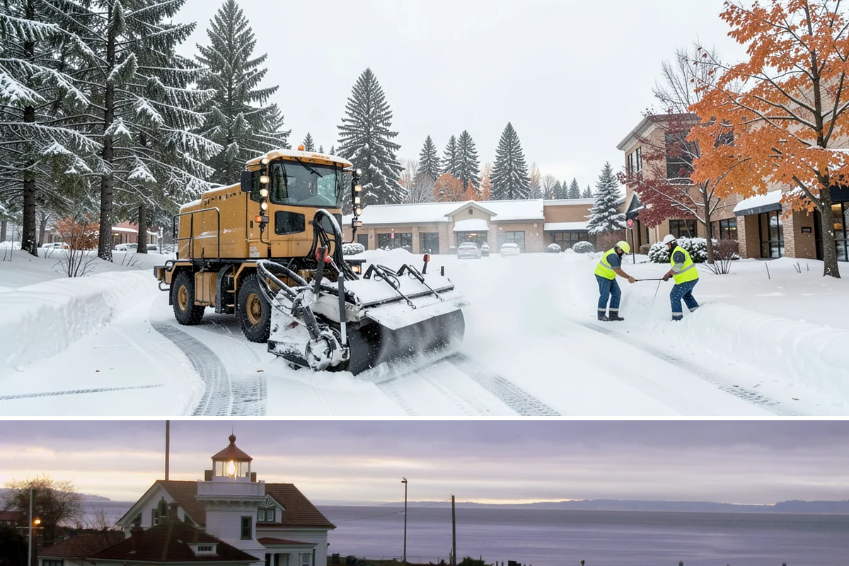 Commercial Stair Clearing in Mukilteo, Snohomish County, WA - Exterior stairs require the most vigilant treatment during January freeze-thaw cycles when thin glaze forms and reforms overnight.