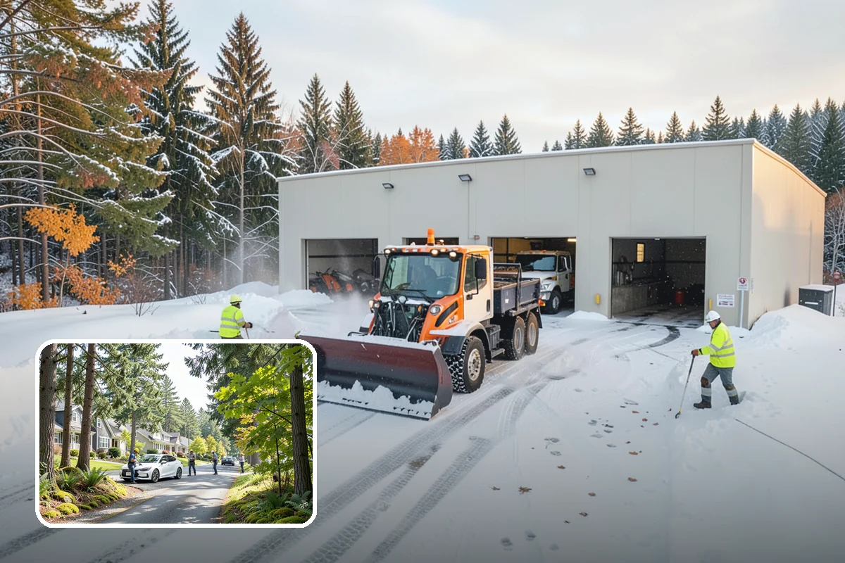 Commercial Stair Clearing in Normandy Park, King County, WA - Hand-cleared treads and landings on every run