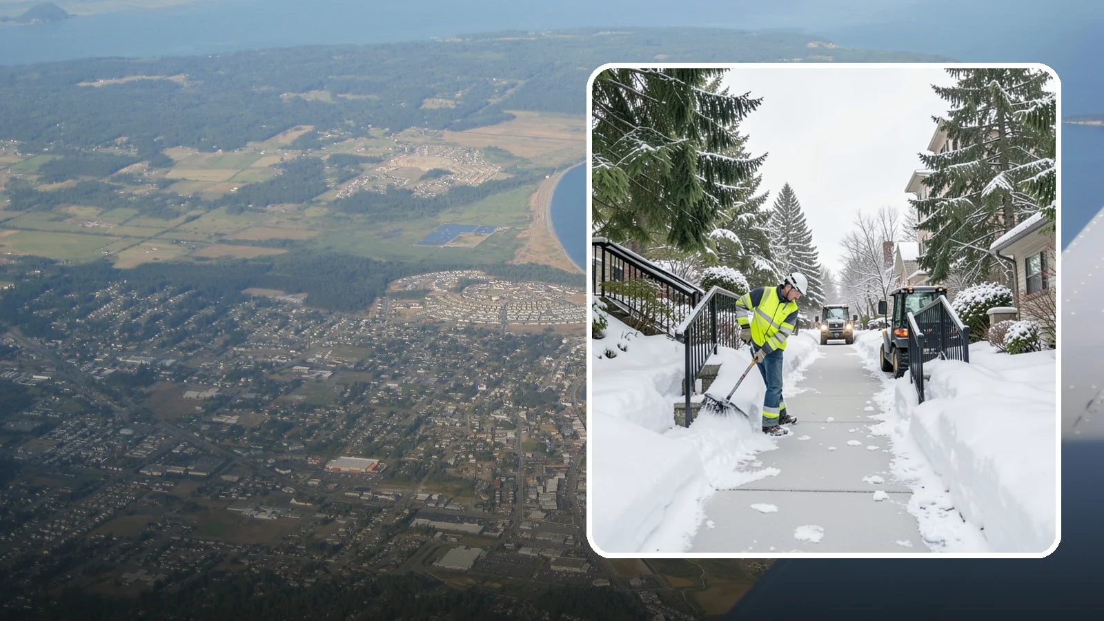 Commercial Stair Clearing in Oak Harbor, Island County, WA - Keep exterior stairs and landings on your commercial property safe and slip-free through Western Washington ice events.