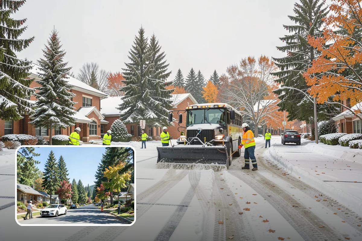 Commercial Stair Clearing in Orting, Pierce County, WA - Hand-cleared treads and landings on every run