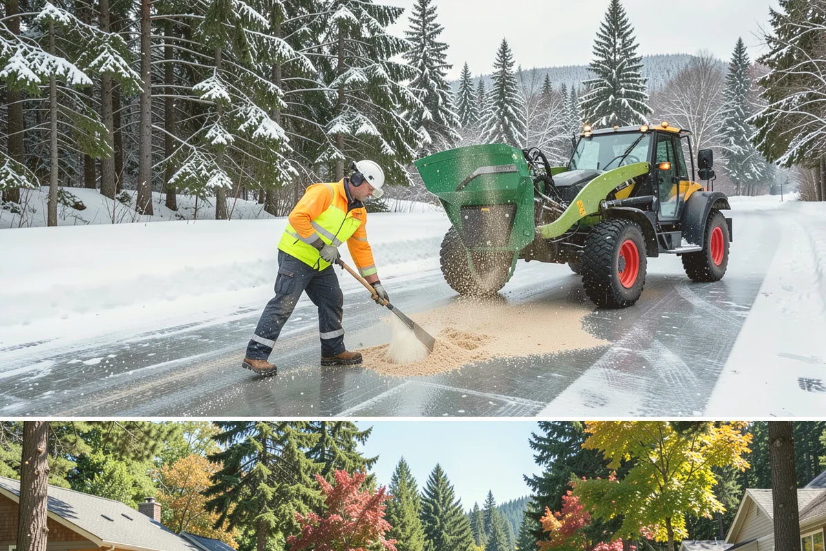 Commercial Stair Clearing in Orting, Pierce County, WA - Exterior stairs require the most vigilant treatment during January freeze-thaw cycles when thin glaze forms and reforms overnight.
