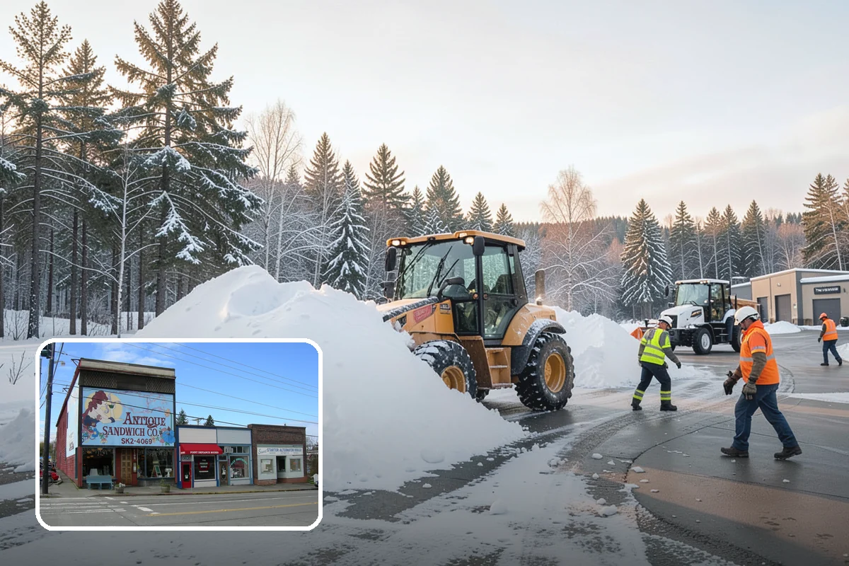 Commercial Stair Clearing in Ruston, Pierce County, WA - Hand-cleared treads and landings on every run