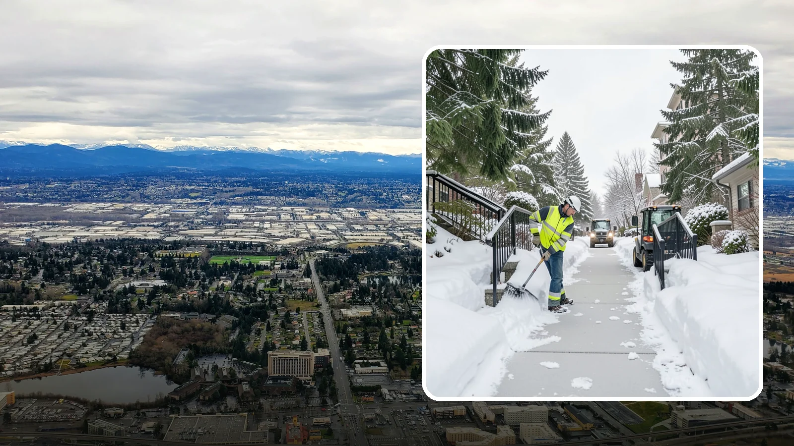 Commercial Stair Clearing in SeaTac, King County, WA - Keep exterior stairs and landings on your commercial property safe and slip-free through Western Washington ice events.