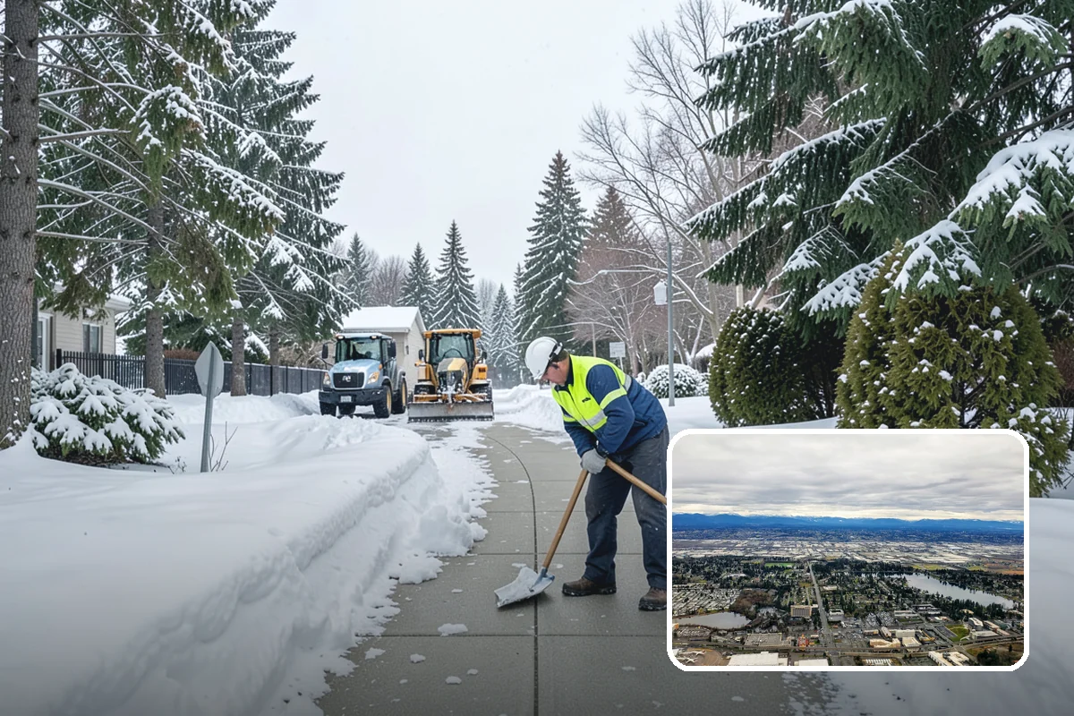 Commercial Stair Clearing in SeaTac, King County, WA - Hand-cleared treads and landings on every run