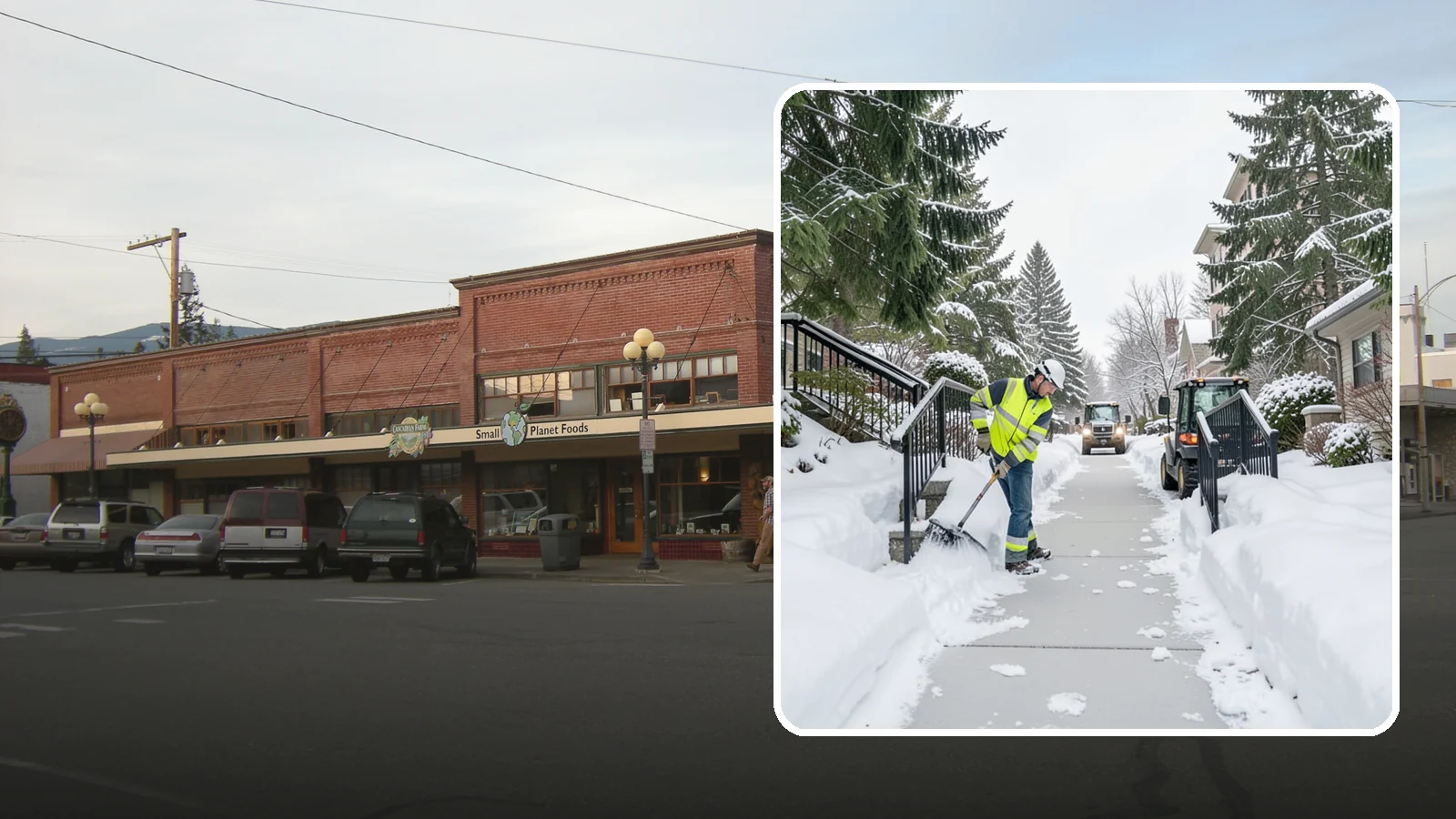 Commercial Stair Clearing in Sedro-Woolley, Skagit County, WA - Keep exterior stairs and landings on your commercial property safe and slip-free through Western Washington ice events.