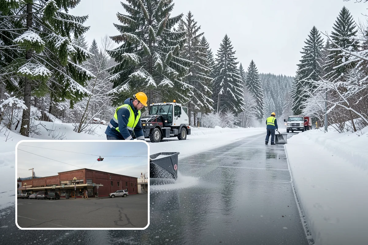 Commercial Stair Clearing in Sedro-Woolley, Skagit County, WA - Hand-cleared treads and landings on every run