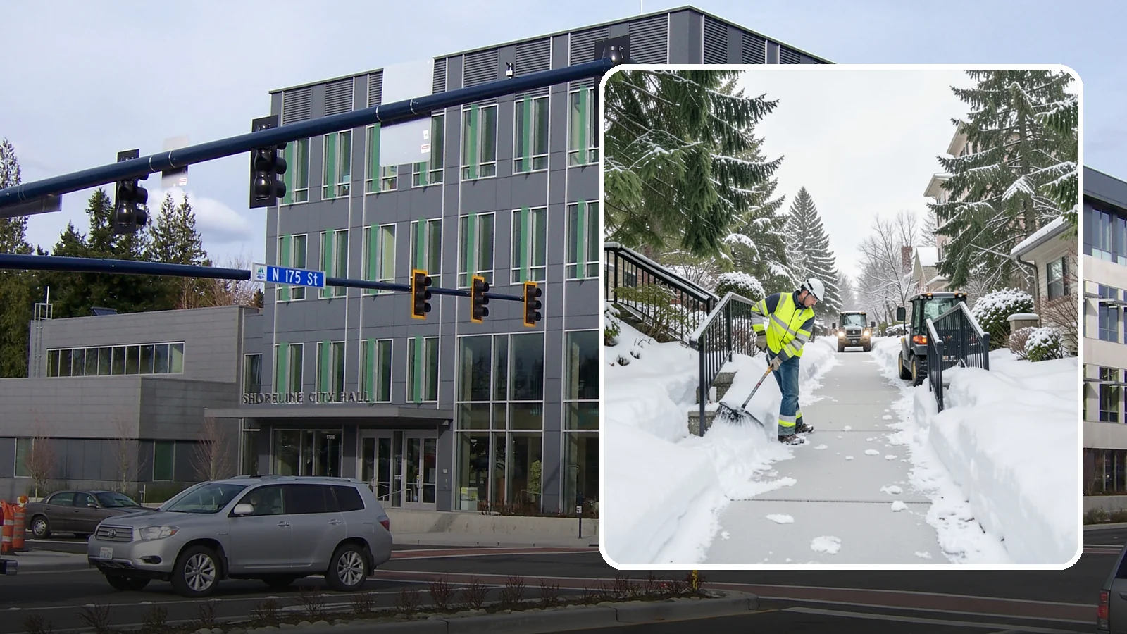 Commercial Stair Clearing in Shoreline, King County, WA - Keep exterior stairs and landings on your commercial property safe and slip-free through Western Washington ice events.