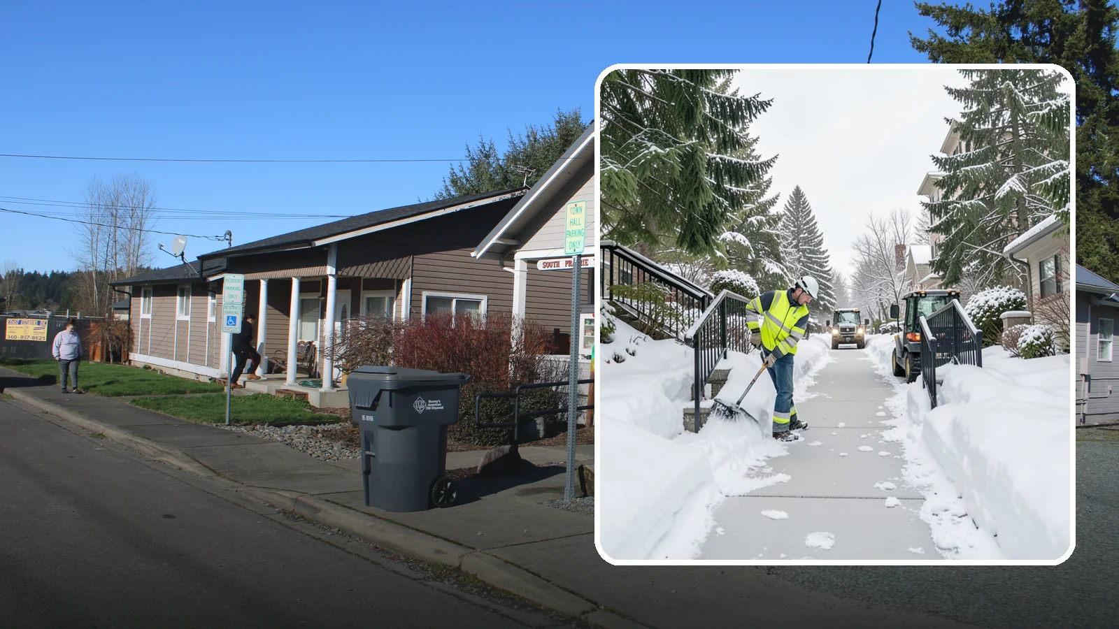 Commercial Stair Clearing in South Prairie, Pierce County, WA - Keep exterior stairs and landings on your commercial property safe and slip-free through Western Washington ice events.