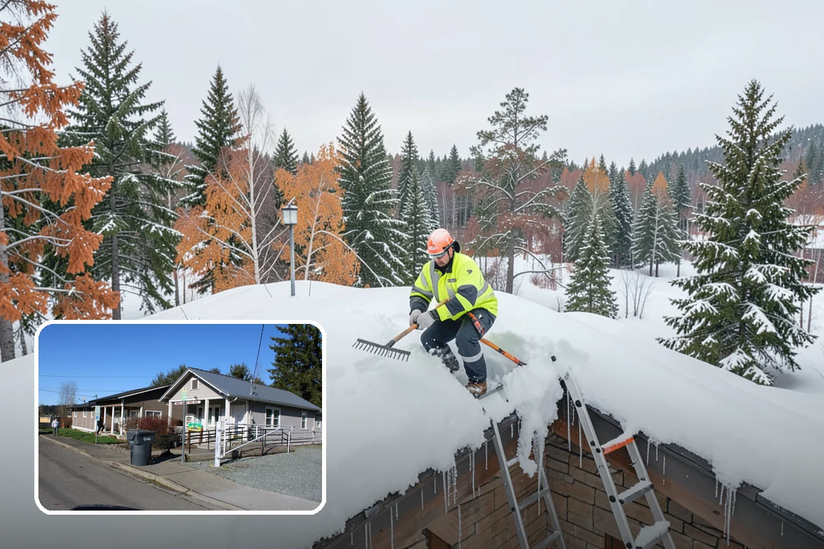 Commercial Stair Clearing in South Prairie, Pierce County, WA - Hand-cleared treads and landings on every run