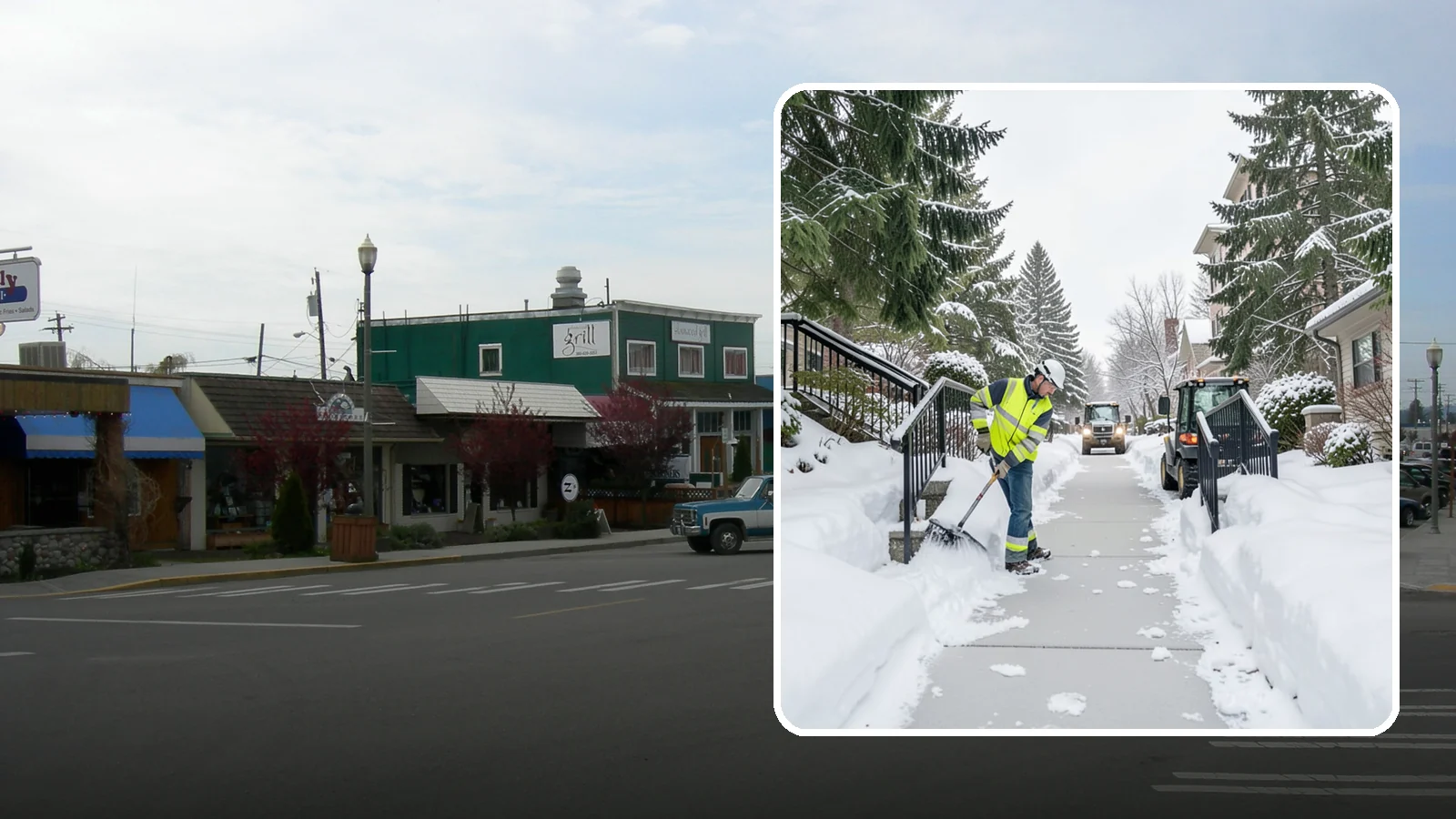 Commercial Stair Clearing in Stanwood, Snohomish County, WA - Keep exterior stairs and landings on your commercial property safe and slip-free through Western Washington ice events.