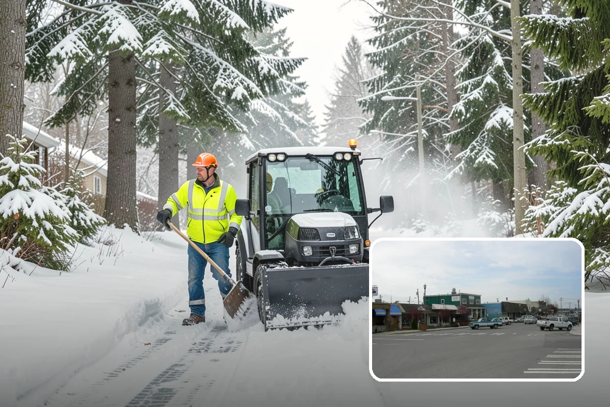 Commercial Stair Clearing in Stanwood, Snohomish County, WA - Hand-cleared treads and landings on every run