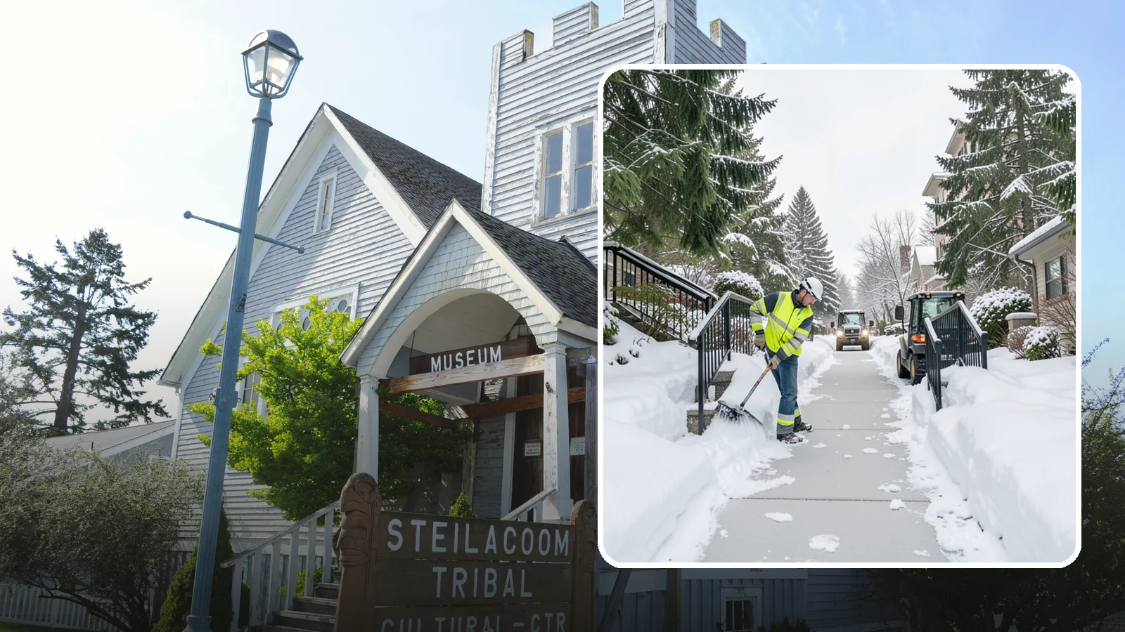 Commercial Stair Clearing in Steilacoom, Pierce County, WA - Keep exterior stairs and landings on your commercial property safe and slip-free through Western Washington ice events.