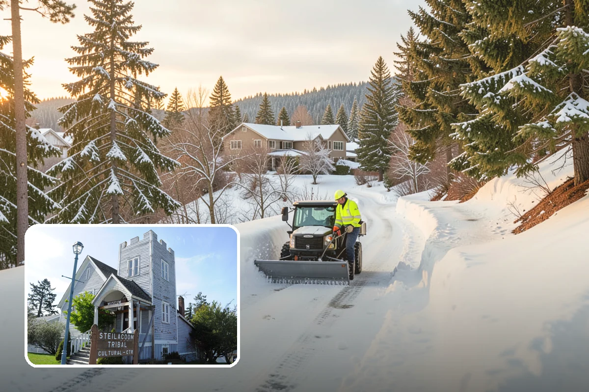 Commercial Stair Clearing in Steilacoom, Pierce County, WA - Hand-cleared treads and landings on every run