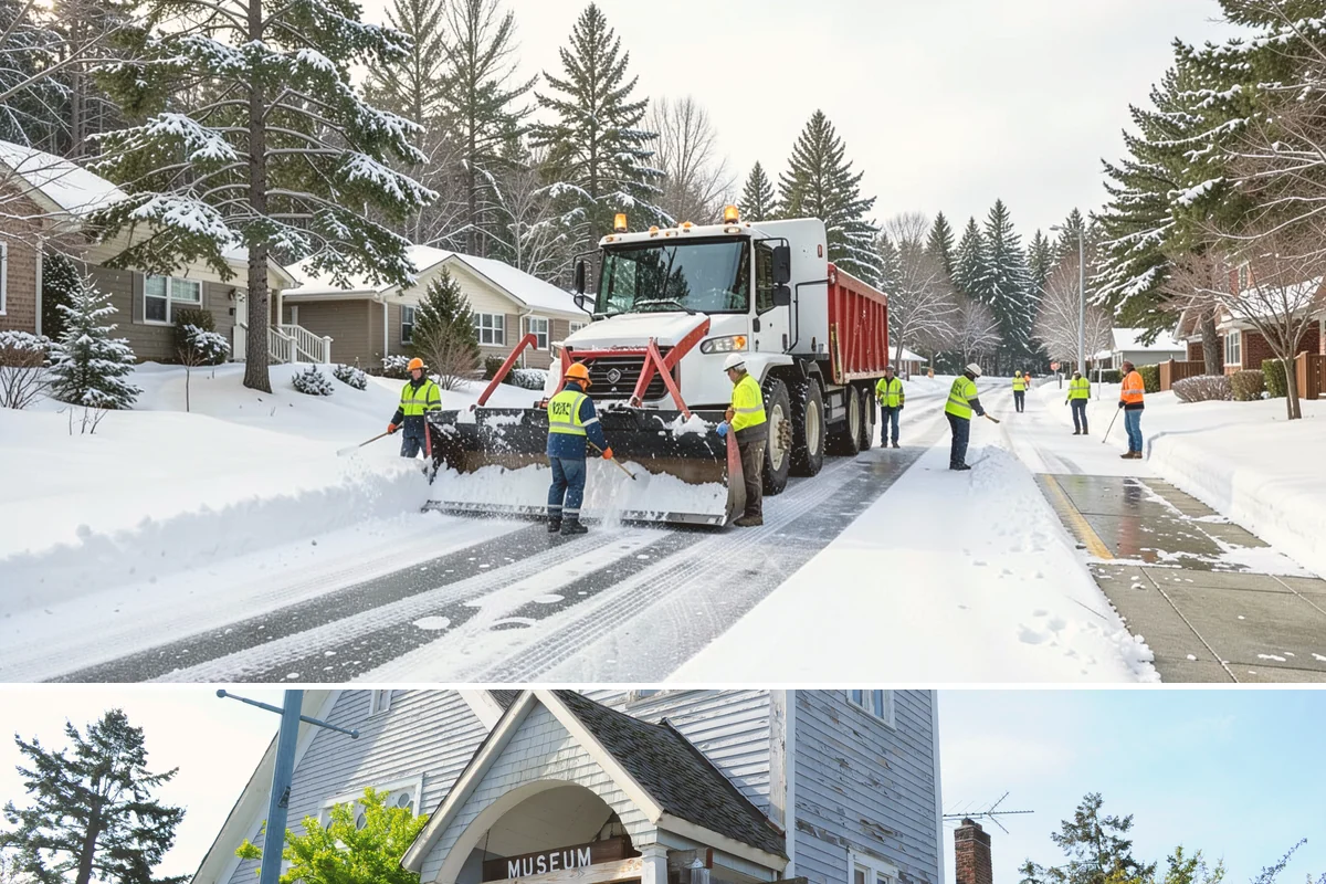 Commercial Stair Clearing in Steilacoom, Pierce County, WA - Exterior stairs require the most vigilant treatment during January freeze-thaw cycles when thin glaze forms and reforms overnight.
