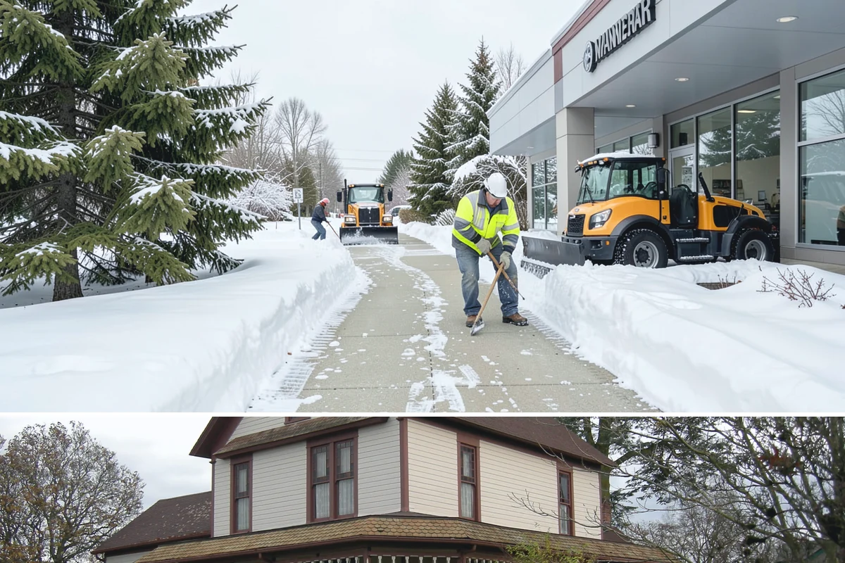Commercial Stair Clearing in Sumner, Pierce County, WA - Exterior stairs require the most vigilant treatment during January freeze-thaw cycles when thin glaze forms and reforms overnight.