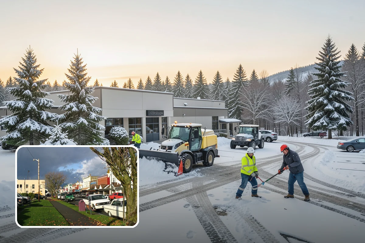 Commercial Walkway Clearing in Arlington, Snohomish County, WA - Complete coverage of internal connecting paths