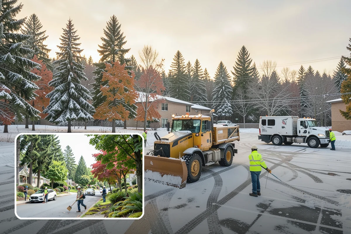 Commercial Walkway Clearing in Beaux Arts Village, King County, WA - Complete coverage of internal connecting paths