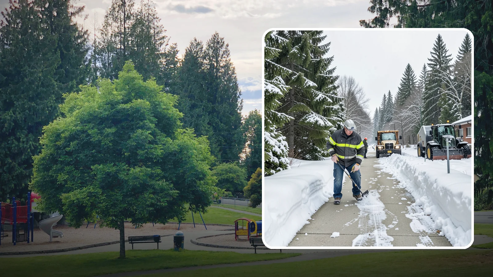 Commercial Walkway Clearing in Bonney Lake, Pierce County, WA - Keep the internal walkways across your commercial property safe for staff and visitors during winter weather.