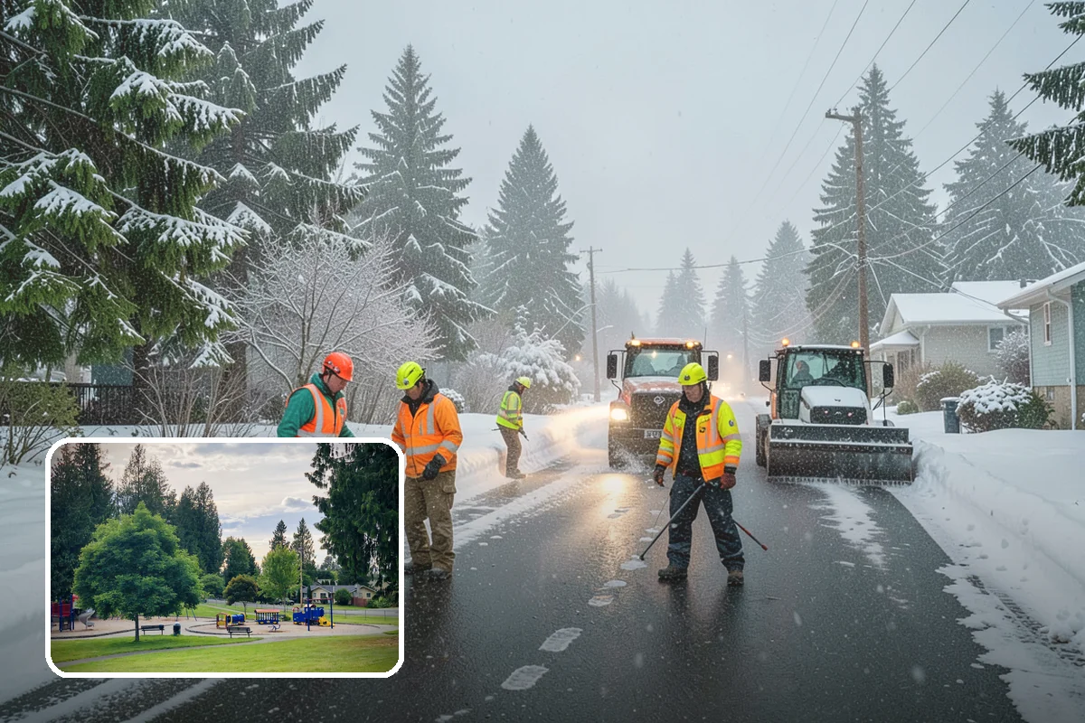 Commercial Walkway Clearing in Bonney Lake, Pierce County, WA - Complete coverage of internal connecting paths